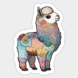 Pastel Rainbow Llama Sticker